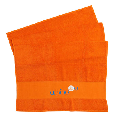 amino3u Logo besticktes Handtuch in orange