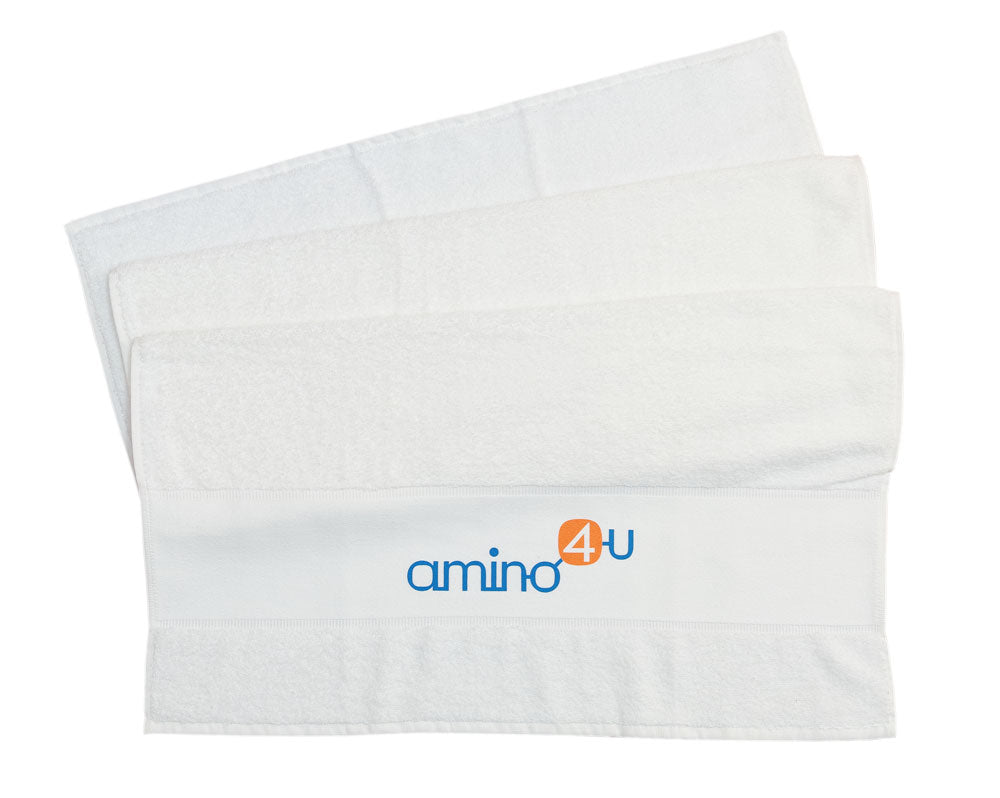 amino4u Logo besticktes Handtuch in weiß